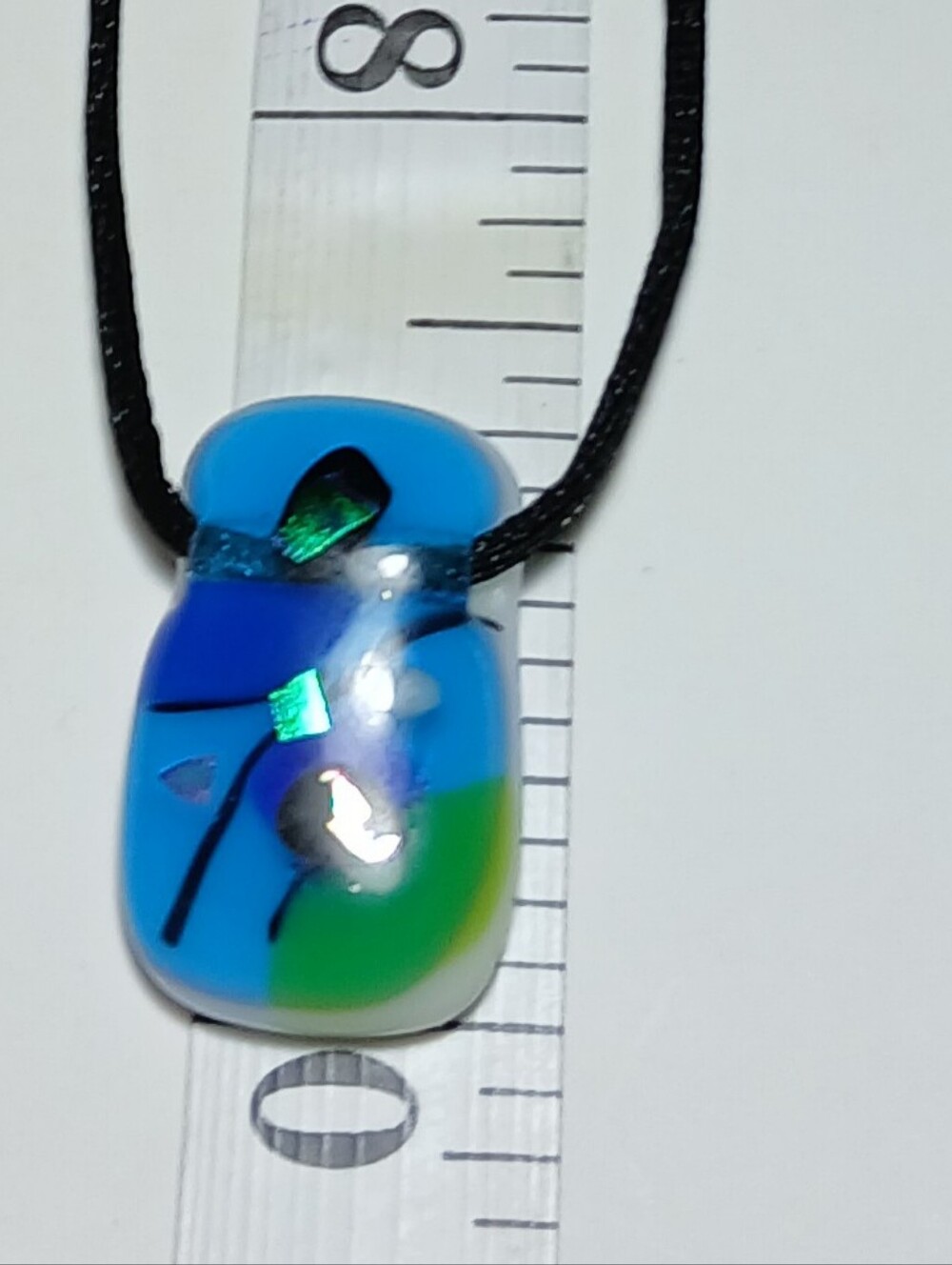 Handmade In Yucatan Mex - Blue & Green Glass Pendant Necklace
